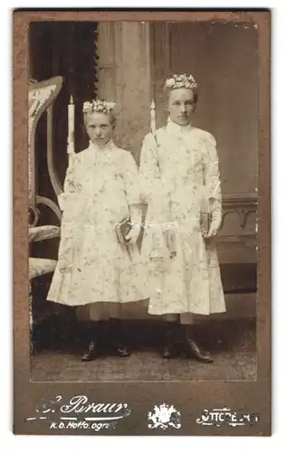 Fotografie G. Braun, Ottobeuren, Mädchen im weissen Kleid nach der Kommunion