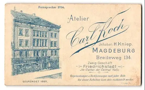 Fotografie Carl Koch, Magdeburg, Ansicht Magdeburg, Breiteweg 134, Geschäftshaus mit Foto-Atelier