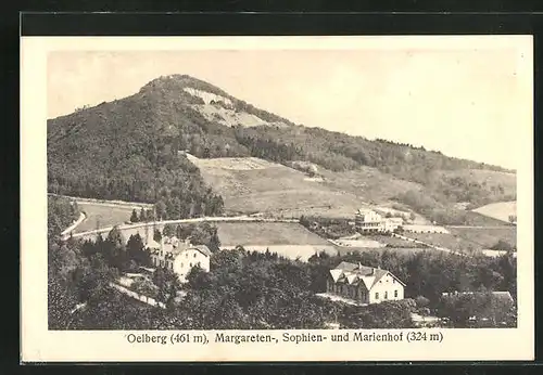 AK Oelberg, Margareten-, Sophien-u. Marienhof aus der Vogelschau