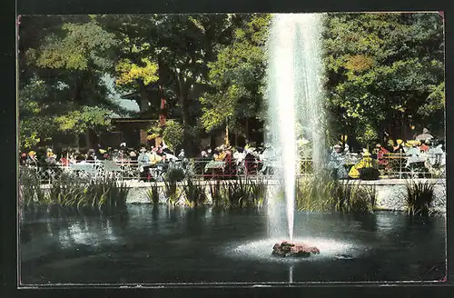 AK Bad Harzburg, Gasthaus Unter den Eichen mit Fontaine