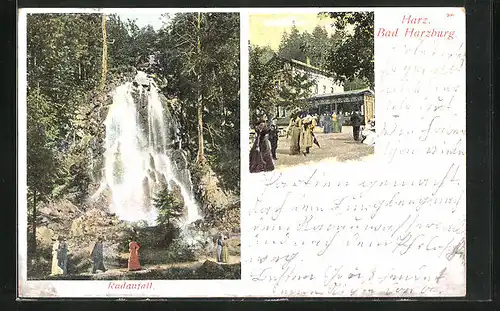 AK Bad Harzburg, Gasthaus am frühen Abend, Radaufall