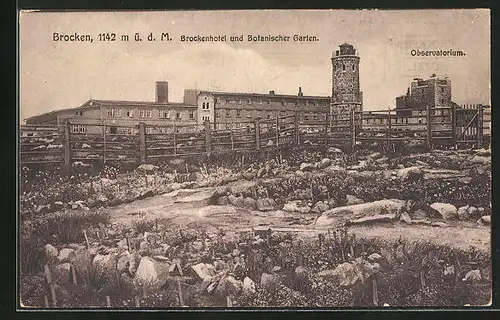 AK Brocken, Brockenhotel mit Botanischem Garten und Observatorium