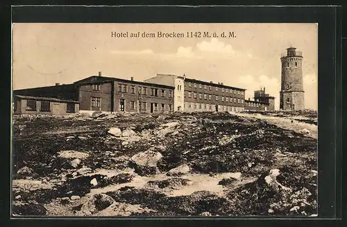 AK Brocken, Brockenhotel am frühen Abend