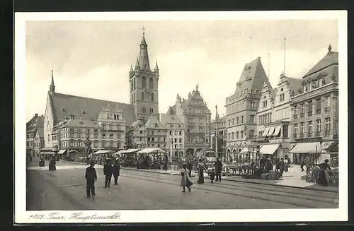 AK Trier, Hauptmarkt am Rathaus