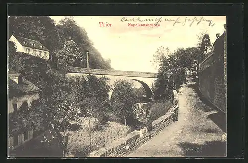 AK Trier, Napoleonsbrücke mit Ortsansicht