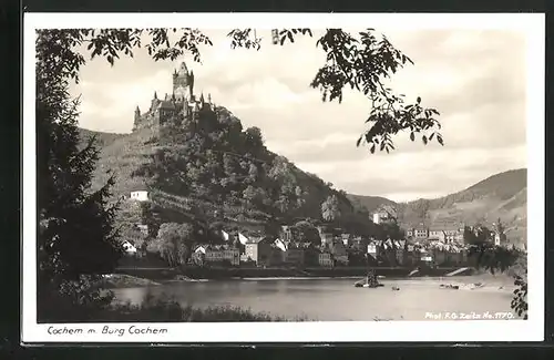 AK Cochem, Ortsansicht mit Burg