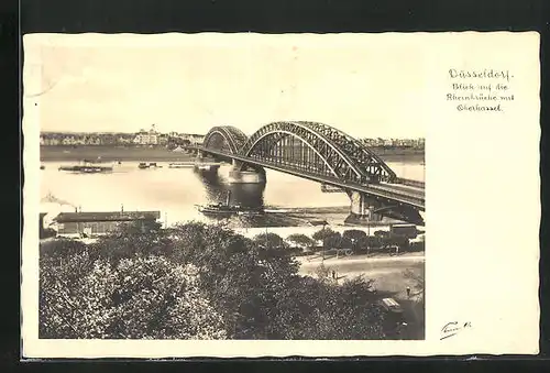 AK Düsseldorf, Rheinbrücke mit Oberkassel