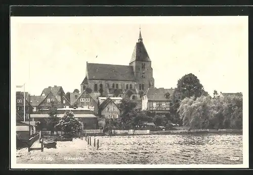 AK Mölln /Lauenburg, Wassertor mit Kirche