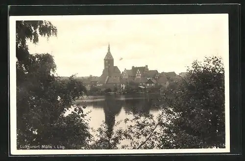 AK Mölln /Lauenburg, Ortspartie mit See