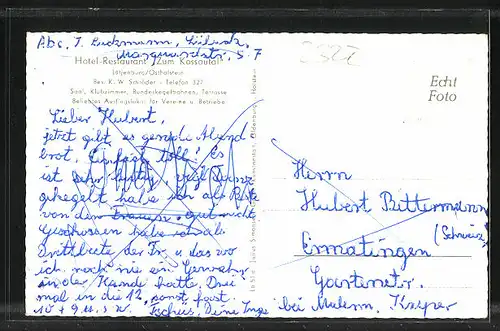 AK Lütjenburg /Holst., Hotel und Restaurant Zum Kossautal, Inh. K.W. Schröder