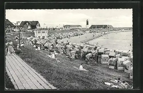 AK Büsum, Südstrand mit Leuchtturm