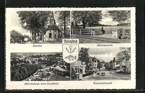 AK Reinfeld, Kirche, Herrenteich und Schulteich, Bahnhofstrasse