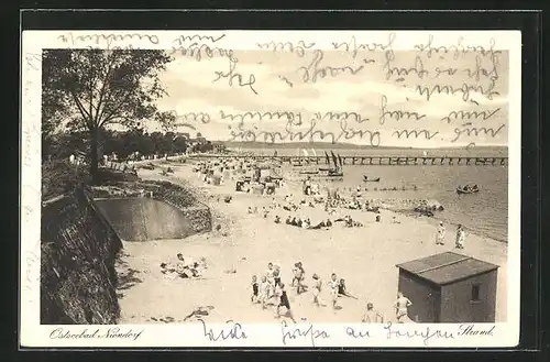 AK Niendorf, Strand mit Besuchern und Booten