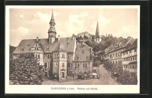 AK Blankenburg a. Harz, Rathaus und Schloss