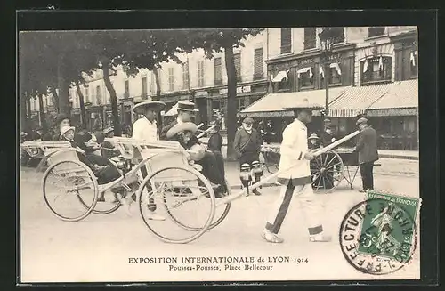 AK Lyon, Exposition Internationale 1914, Pousses-Pousses, Ausstellung