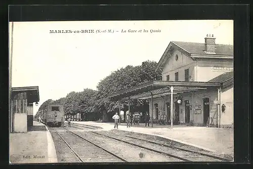 AK Marles-en-Brie, La Gare et les Quais, Bahnhof