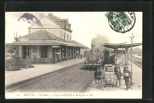 AK Melun, La Gare, Lignes de Corbeil et de Lyon