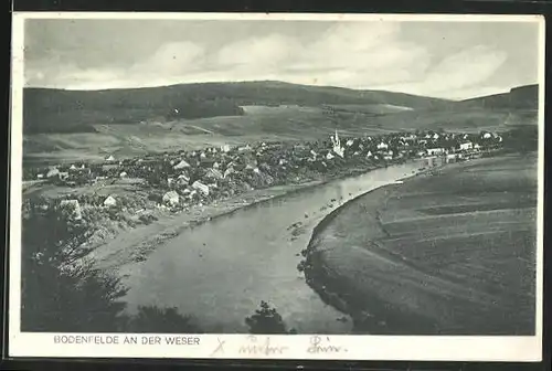 AK Bodenfelde an der Weser, Ortsansicht aus der Vogelschau