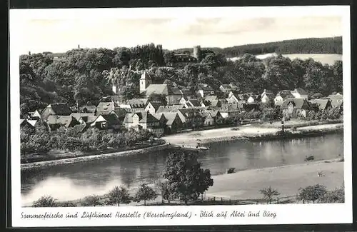 AK Herstelle /Weser, Blick auf Abtei und Burg