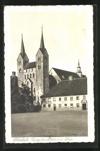 AK Corvey, Schlosskirche mit Platz