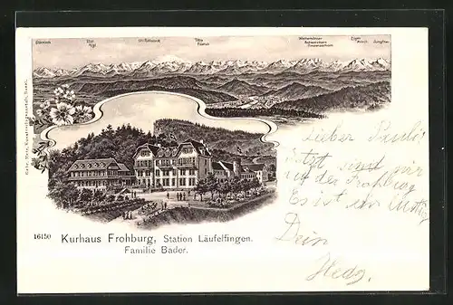 Lithographie Läufelfingen, Hotel Kurhaus Frohburg, Panorama