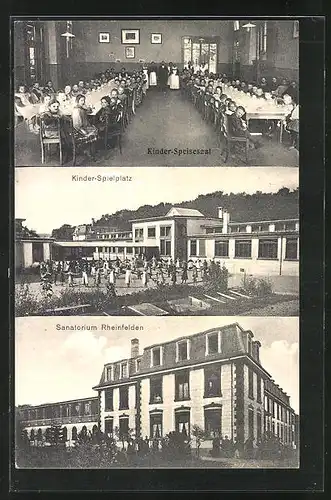 AK Rheinfelden, Sanatorium, Kinderspielplatz im Sommer, Kinderspeisesaal