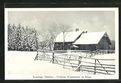 AK Braunlage, Forsthaus Brunnebach im Winter