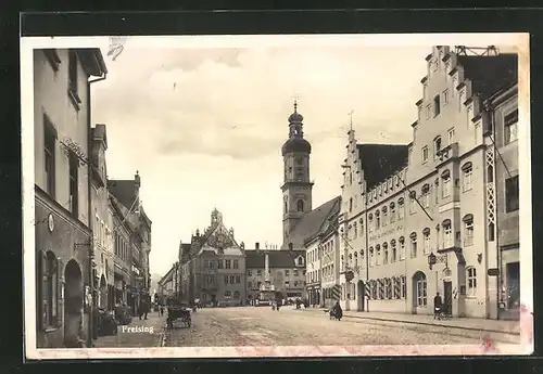 AK Freising, Strassenpartie mit Kirche