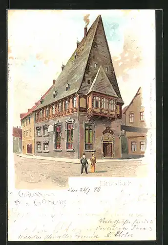 Lithographie Goslar, Patrizierhaus Brusttuch