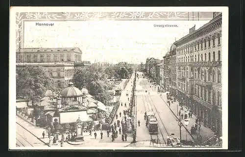 AK Hannover, Georgstrasse mit Cafe Kröpcke