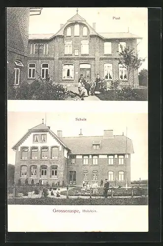 AK Grossenaspe / Holstein, Schule mit Kindern, Post