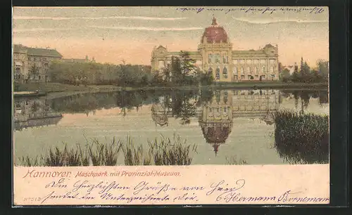 AK Hannover, Maschpark mit Provinzial-Museum