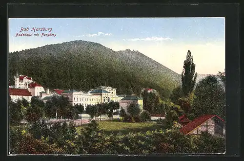 AK Bad Harzburg, Badehaus mit Burgberg