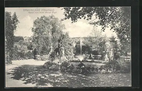 AK Braunlage / Harz, Hotel Blauer Engel, Blick in den Garten