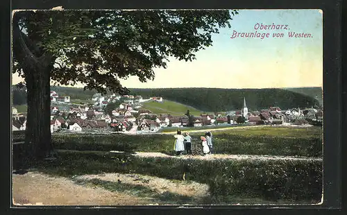 AK Braunlage / Harz, Ortsansicht von Westen aus gesehen