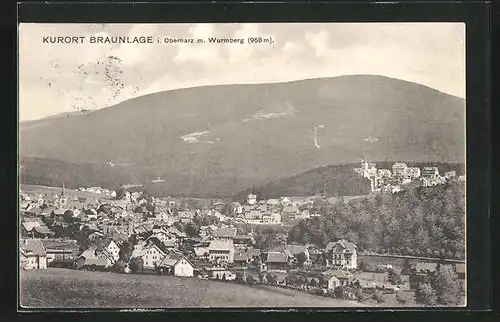 AK Braunlage / Harz, Ortsansicht mit Wurmberg