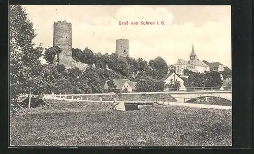 AK Kohren i. S., Ortspartie mit Burgruine