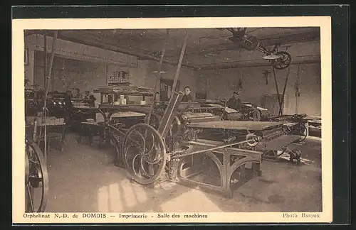 AK Domois, Orphelinat N.-D. de Domois, Imprimerie, Salle des machines