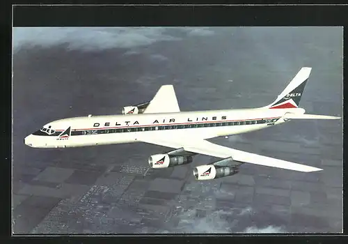 AK Flugzeug Douglas DC-8 Fanjet, Delta Airlines, am Himmel