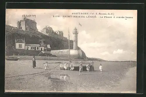AK Saint-Brieuc-Légué, Le Phare à marée basse, Leuchtturm