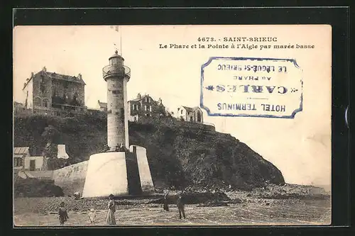 AK Saint-Brieuc, Le Phare et la Pointe d`Aigle par marée basse, Leuchtturm