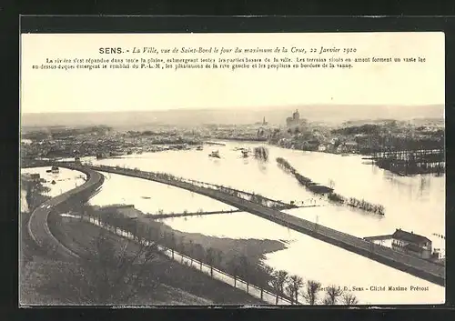 AK Sens, La Ville, vue de Saint-Bond, L`Inondation de Janvier 1910, Hochwasser