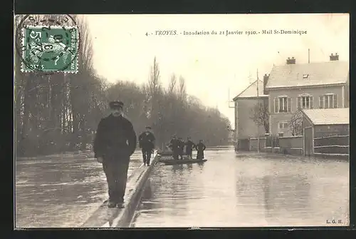 AK Troyes, Inondation de Janvier 1910, Mail St. Dominique