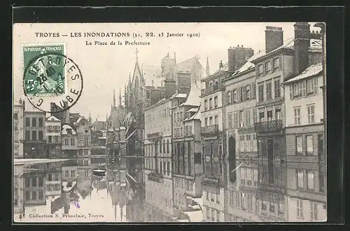 AK Troyes, La Place de la Prefecture, Inondation 1910, Hochwasser