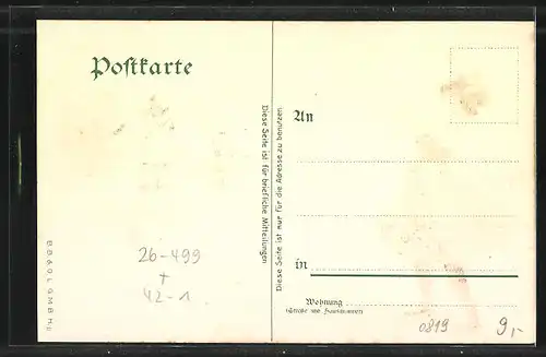 Künstler-AK Bruno Bürger & Ottillie Nr. 285: Frau in Tracht hält die Zielscheibe in die Höhe, Schützen legen an