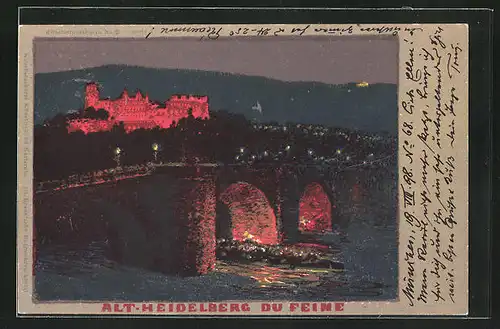 Künstler-AK Friedrich Kallmorgen (unsign.): Heidelberg, Schlossbeleuchtung