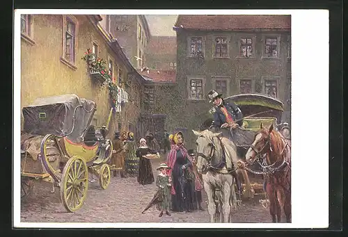 AK Bamberg, Postkutschen im alten Posthof, Ganzsache PP101E1