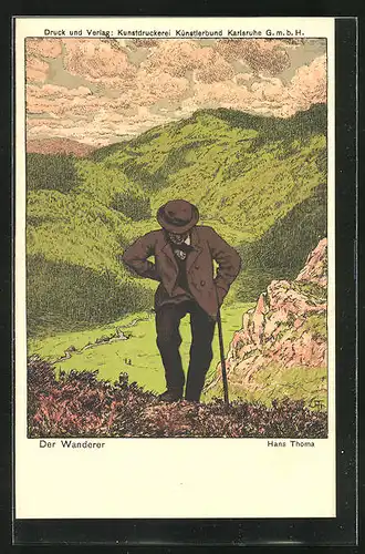 Künstler-AK Hans Thoma: Der Wanderer in den Bergen