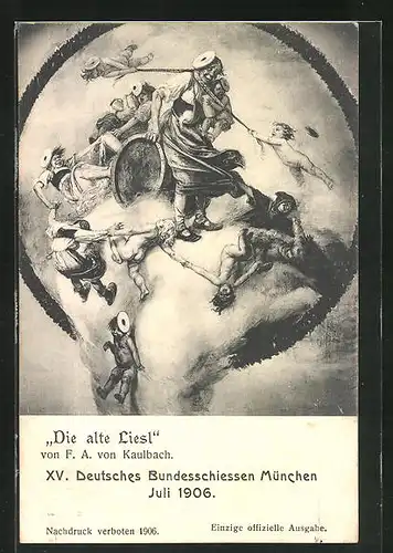 AK München, XV. Deutsches Bundesschiessen Juli 1906 - Die alte Liesl, Ganzsache Bayern PP15C119 /04