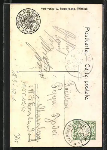 AK München, XV. Deutsches Bundesschiessen Juli 1906 - Die alte Liesl, Ganzsache Bayern PP15C119 /04